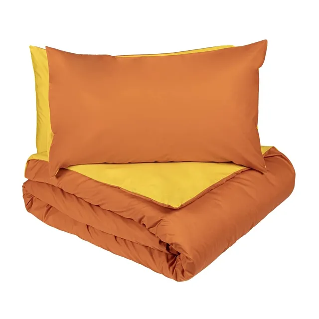 fazzini-dialogo-parure-copripiumino-2-piazze-giallo-arancio-percalle-cotone image 1