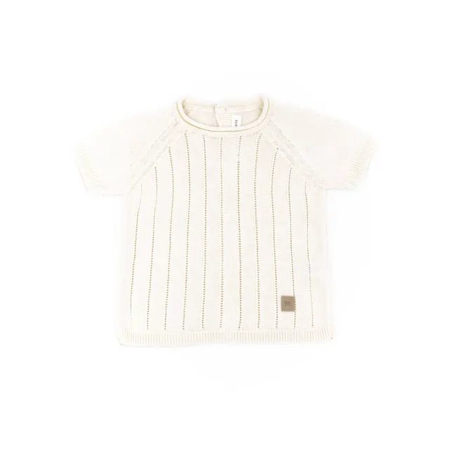 bamboom-maglia-righe-knitted-bianco-01-neonato-a-maniche-corte image 1