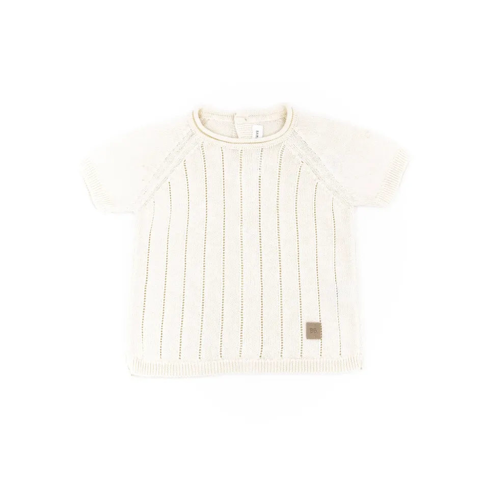 bamboom-maglia-righe-knitted-bianco-01-neonato-a-maniche-corte image 1