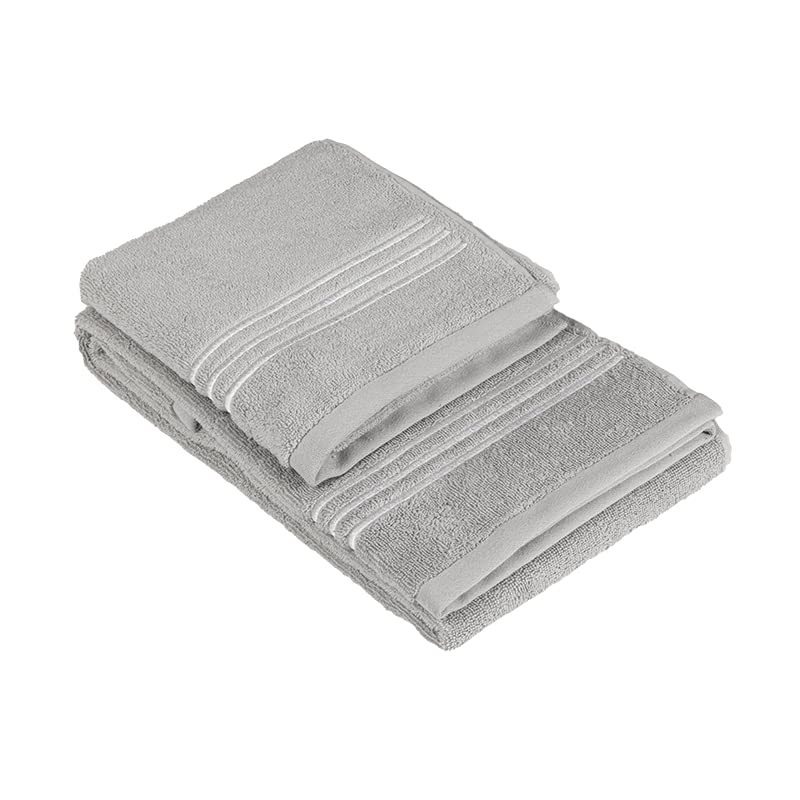 fazzini-isola-set-ospite-e-asciugamano-40x60-60x110-grigio-bianco image 1