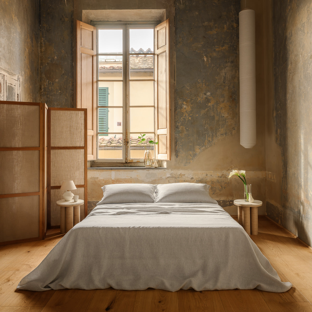 dalfilo-completo-lenzuola-in-puro-lino-con-righe-grigio-4-pezzi image 1