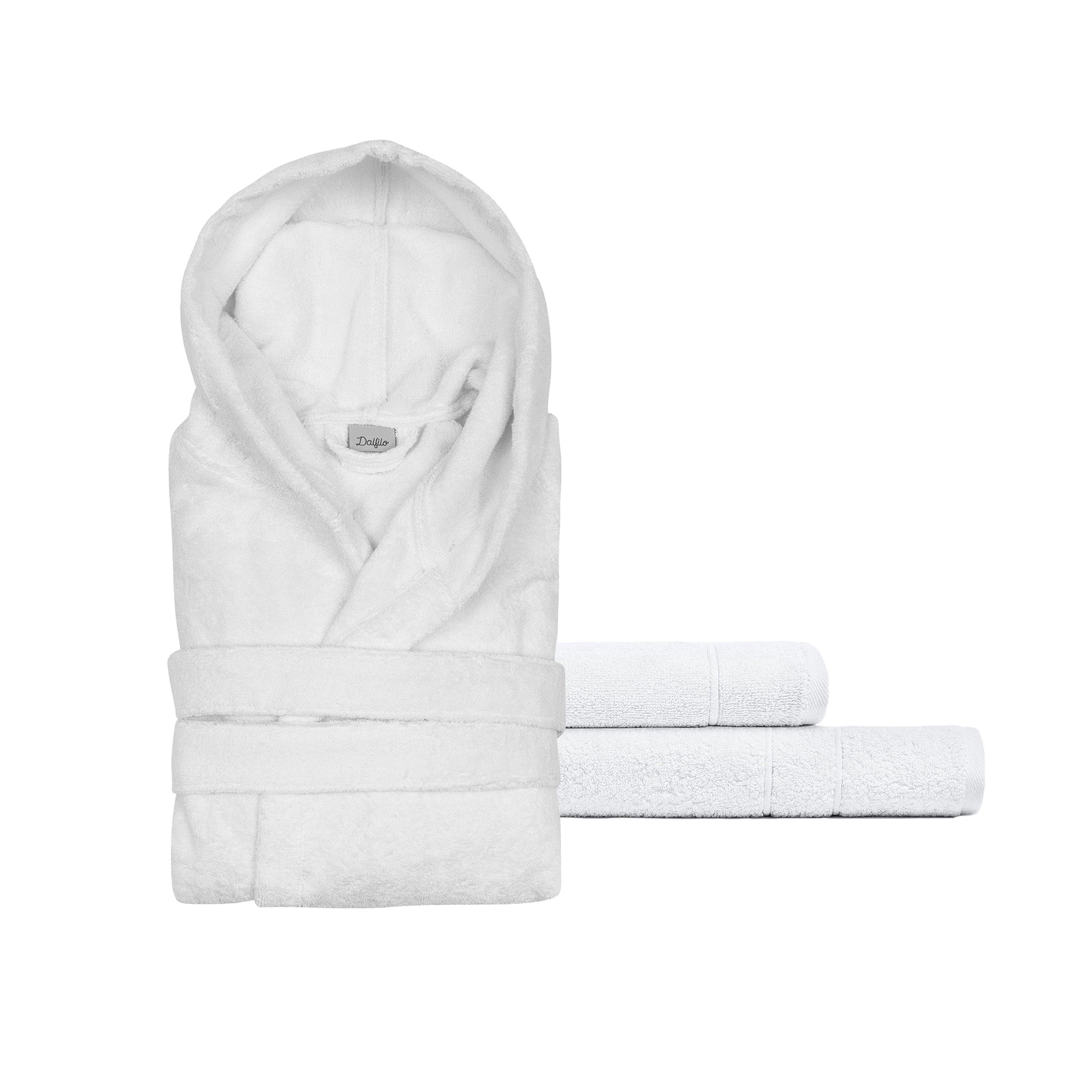 dalfilo-set-classico-accappatoio-con-cappuccio-viso-e-mani image 1