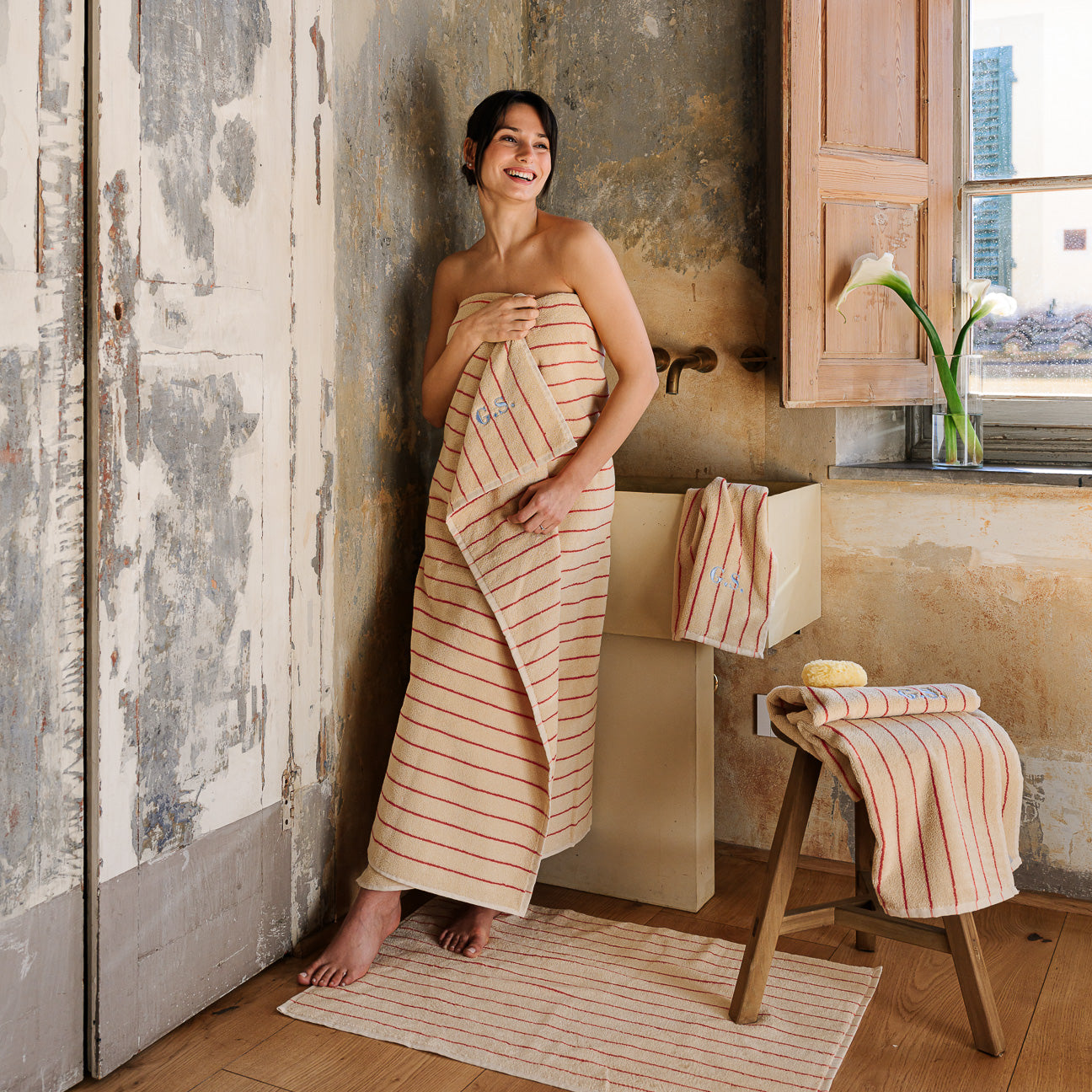 dalfilo-tappetino-da-bagno-in-puro-cotone-500-g-m2-pattern-a-righe image 2