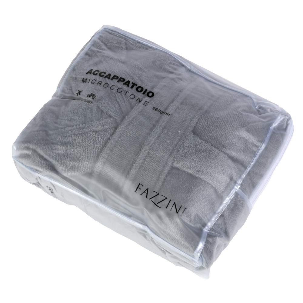 fazzini-travel-accappatoio-in-spugna-con-cappuccio-in-microcotone-piombo-taglia- image 2