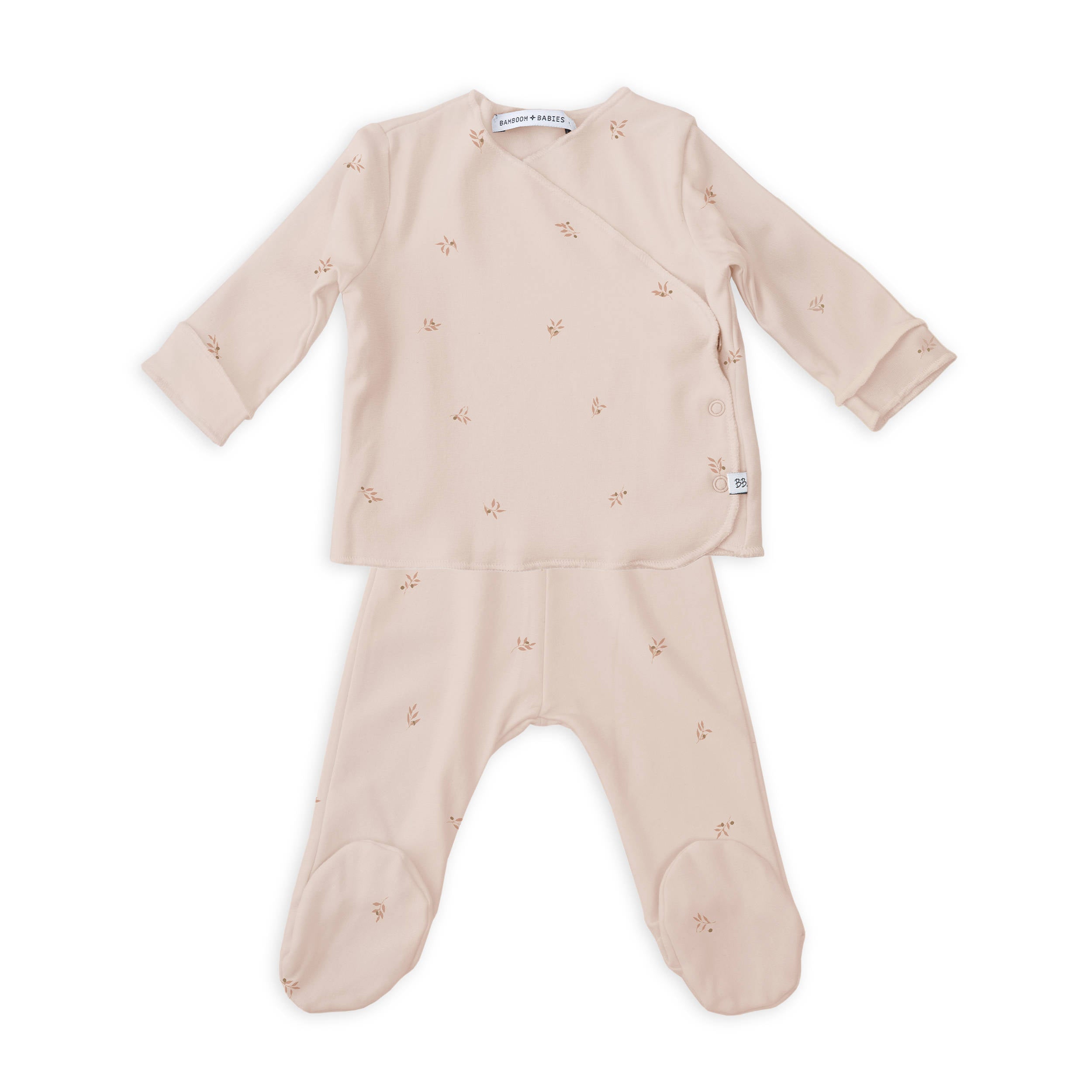 bamboom-twinset-neonato-olives-413-maglia-incrociata-pantaloncini-con-piedi image 1
