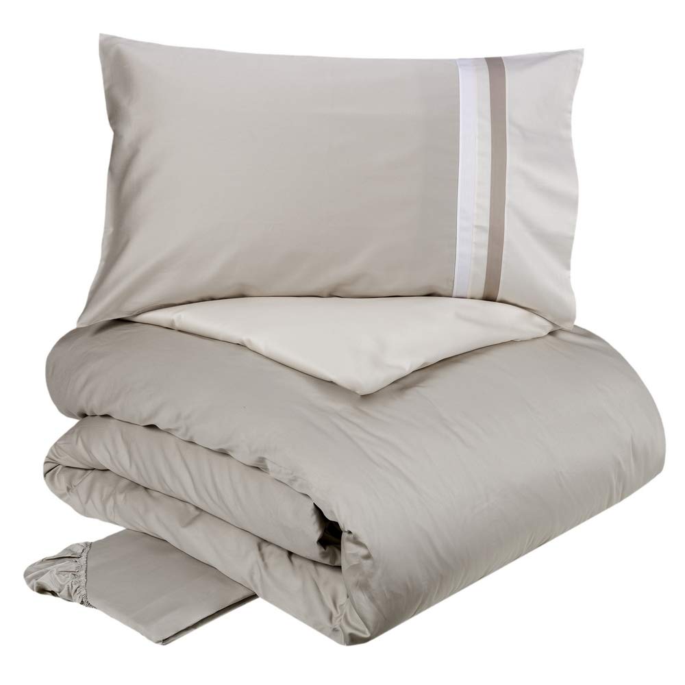 fazzini-kubric-60-completo-copripiumino-2-piazze-grigio-avorio image 2