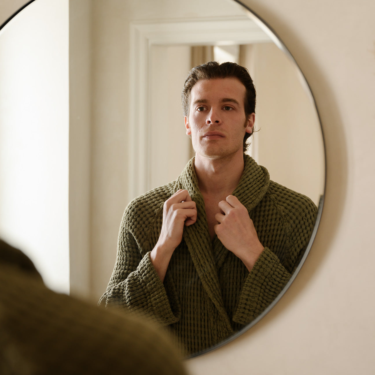 dalfilo-accappatoio-nido-d-ape-stonewashed-con-scialle-unisex image 2