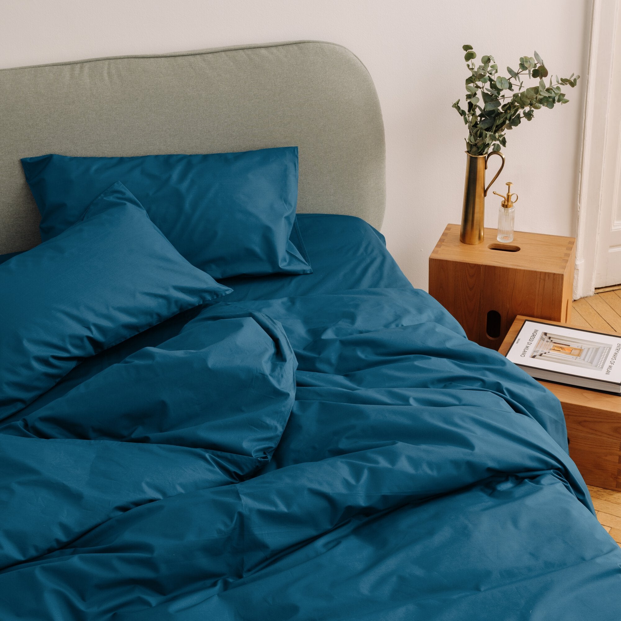 dalfilo-completo-all-in-in-percalle-di-cotone-petrolio-5-pezzi-per-materassi-fin image 4