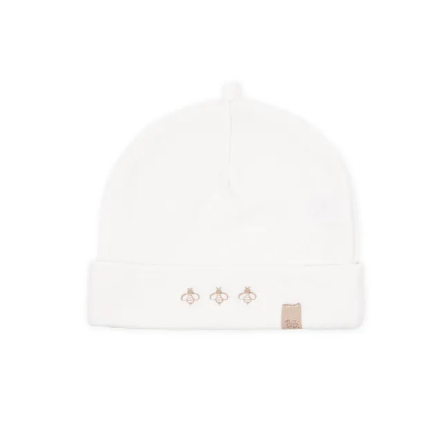 bamboom-bees-cappellino-neonato-ricamo-apine-panna-02 image 1