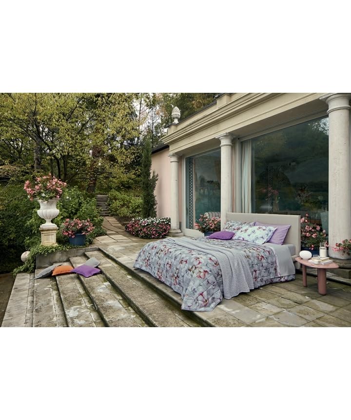 fazzini-monet-completo-lenzuola-2-piazze-grigio-percalle-cotone image 8