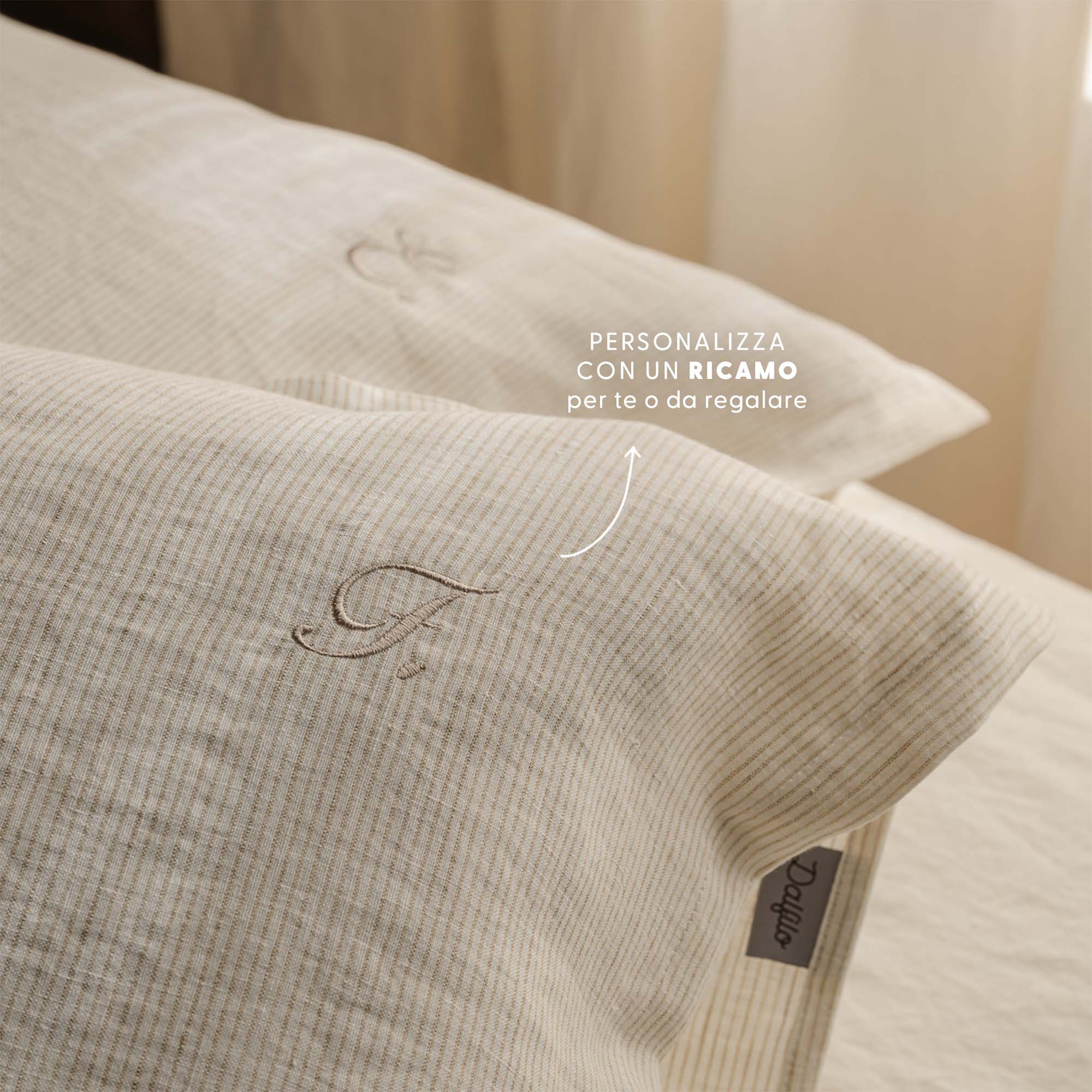 dalfilo-set-2-federe-in-puro-lino-righe-crema-caffellatte image 7