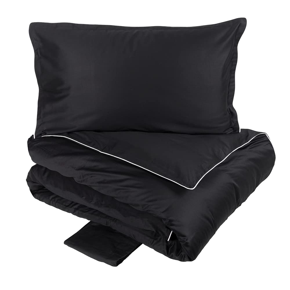 fazzini-deal-completo-copripiumino-matrimoniale-nero-bianco-raso-300tc image 1