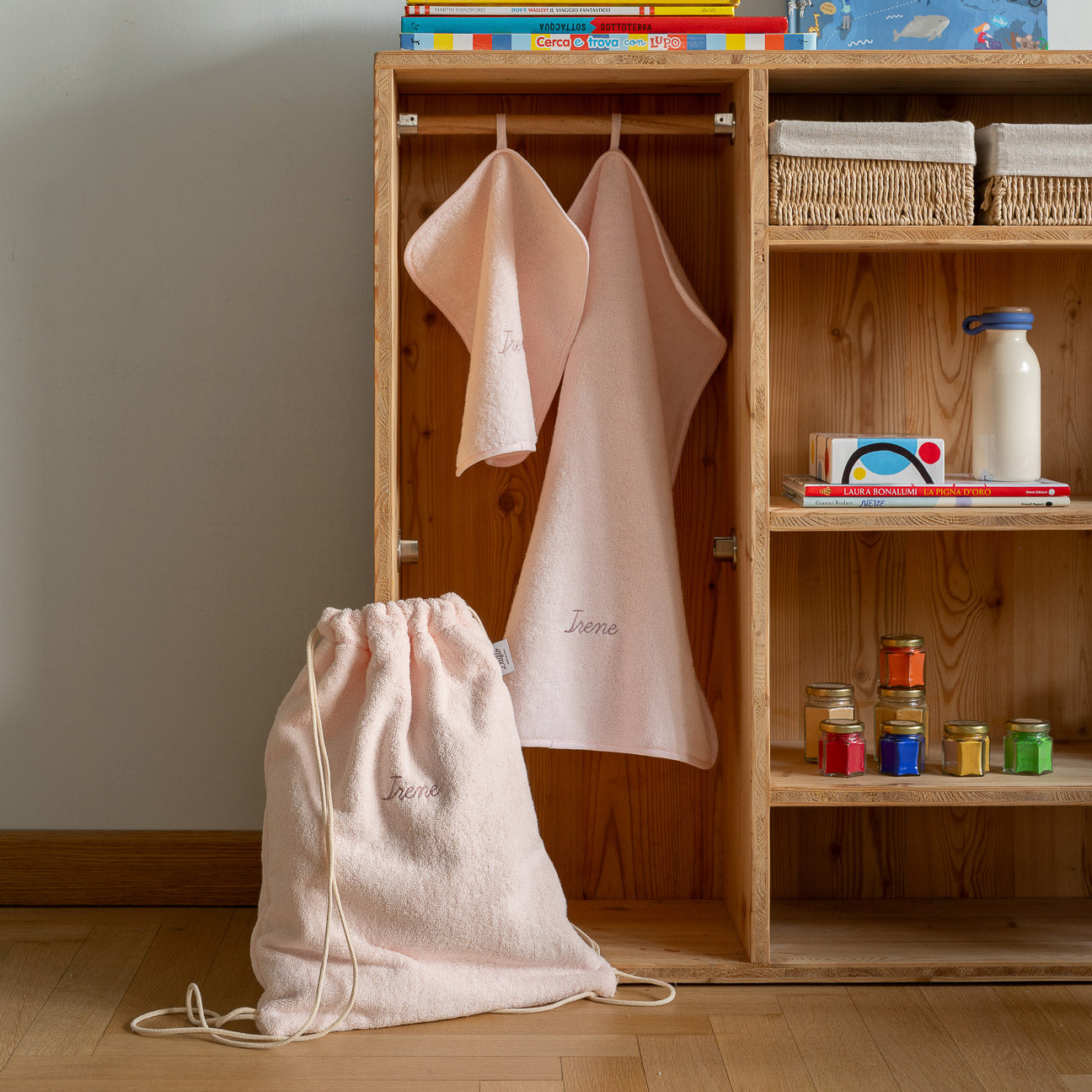 dalfilo-set-scuola-bimbi-2-asciugamani-sacca-in-spugna-di-cotone image 1