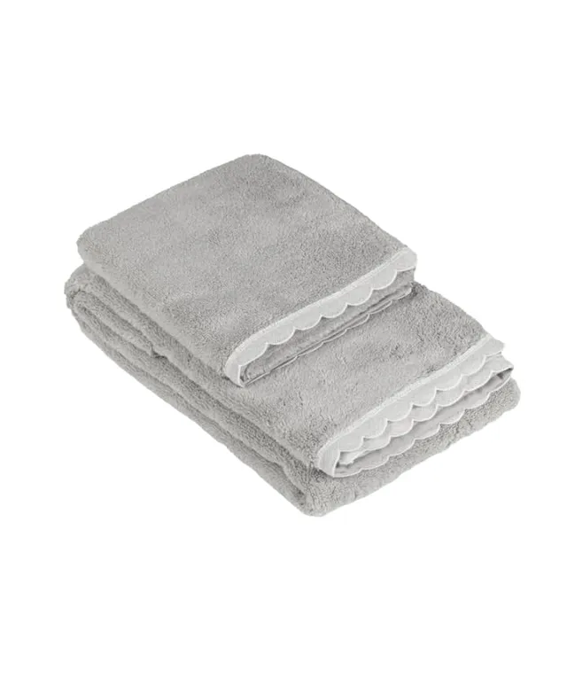 fazzini-castello-coppia-spugna-ospite-e-asciugamano-grigio-perla-bianco image 1