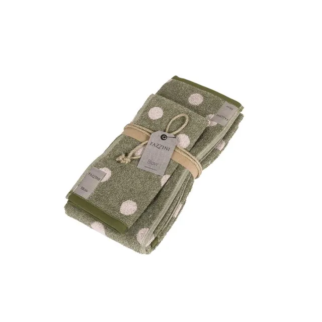 fazzini-pois-coppia-spugna-1-1-ospite-asciugamano-verde-taglia-unica image 1