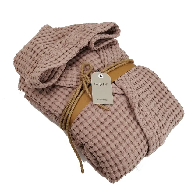 fazzini-nettare-accappatoio-cotone-con-cappuccio-rosa-boho-240-taglia-m image 1
