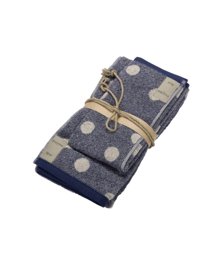 fazzini-pois-coppia-asciugamani-blu-ospite-38x50-viso-50x110 image 8