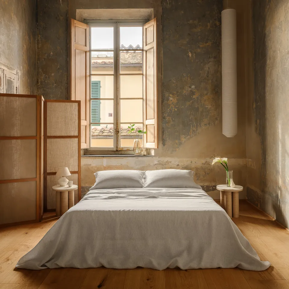 dalfilo-completo-lenzuola-in-puro-lino-con-righe-grigio-4-pezzi image 1