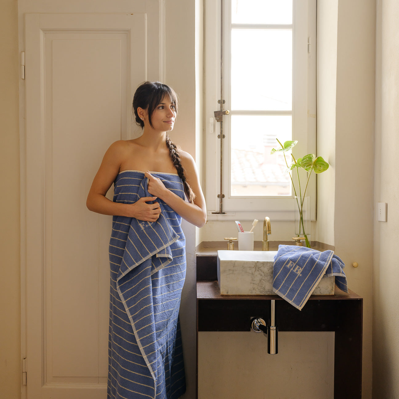 dalfilo-telo-doccia-classica-spa-righe-in-cotone-500-g-m2 image 5