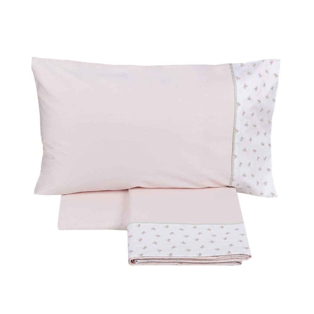 fazzini-spring-completo-lenzuola-singolo-rosa-con-balza-ricamata image 1