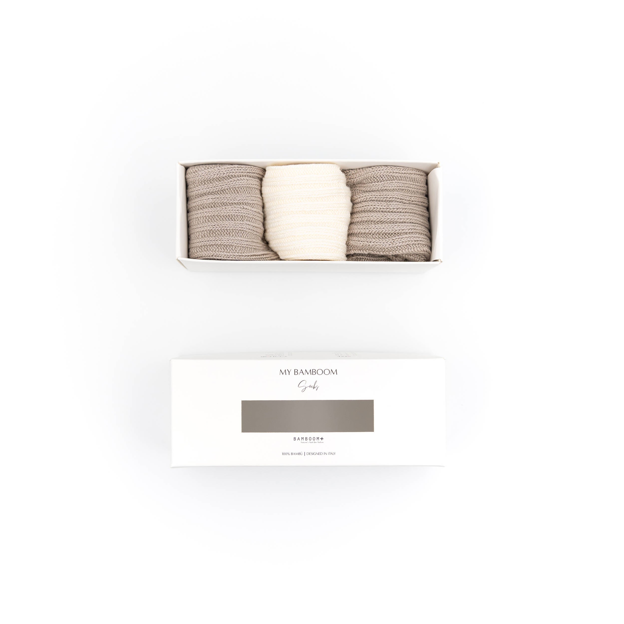 bamboom-3pc-calze-spesse-sabbia-09-in-gift-box image 1