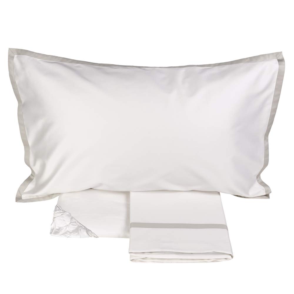 fazzini-hellen-completo-lenzuola-matrimoniale-in-raso-300-tc-bianco-seta-grigio image 2