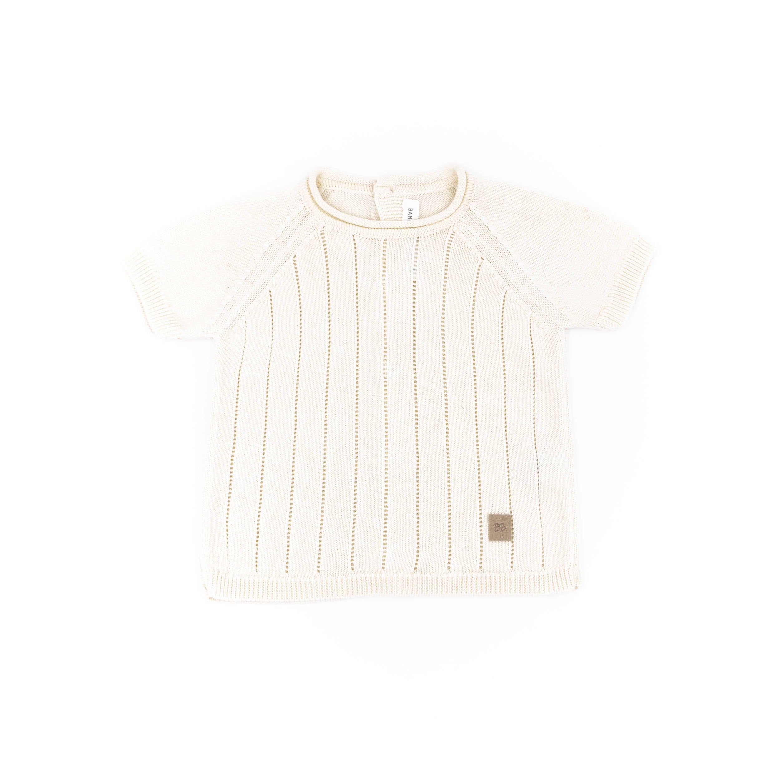 bamboom-maglia-righe-knitted-bianco-01-neonato-a-maniche-corte image 1