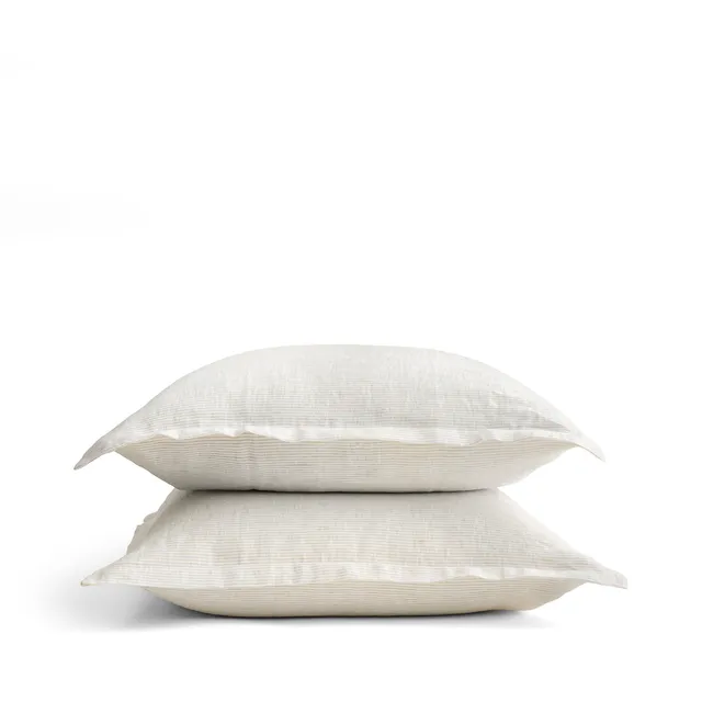 dalfilo-set-2-federe-in-puro-lino-righe-crema-caffellatte image 1
