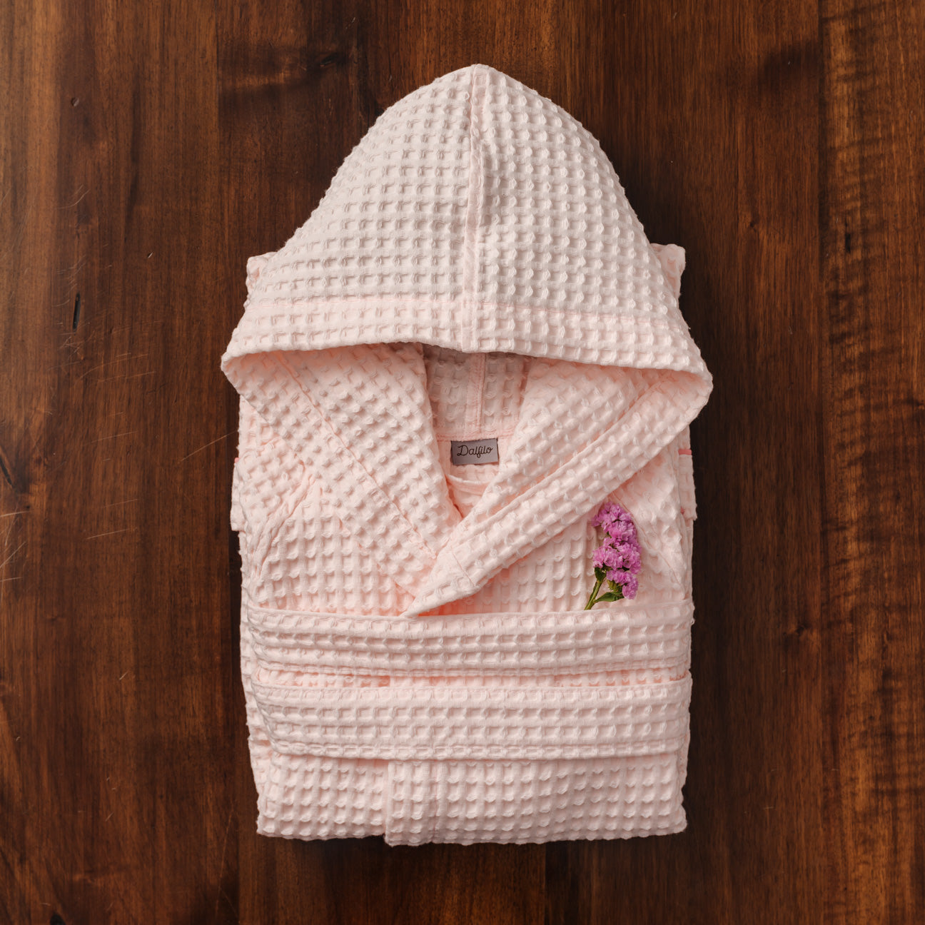 dalfilo-accappatoio-nido-d-ape-con-cappuccio-in-cotone-380-g-m2-2 image 1