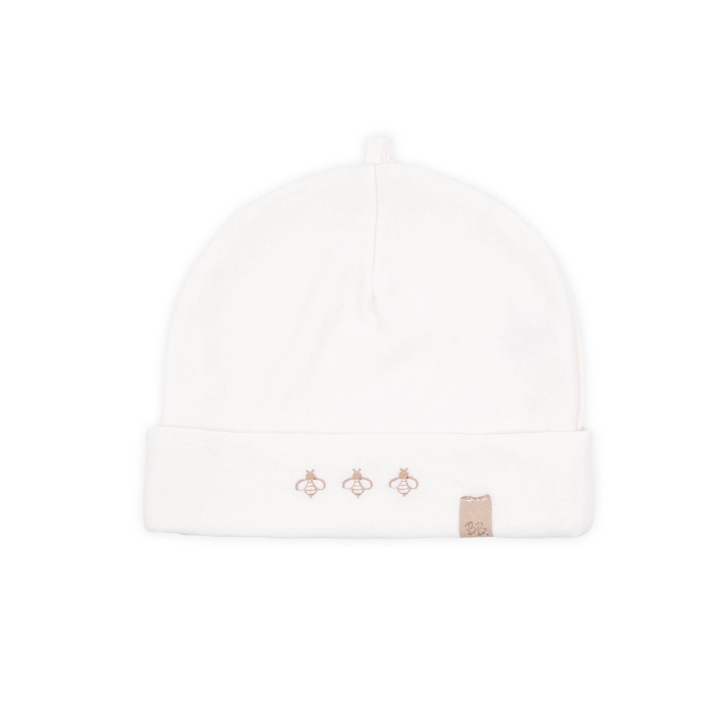 bamboom-bees-cappellino-neonato-ricamo-apine-panna-02 image 1