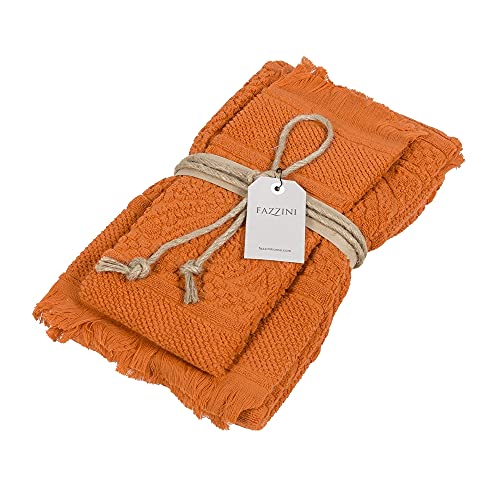 fazzini-dafne-coppia-spugna-1-1-arancio-ospite-40x60-asciugamano-60x110 image 2