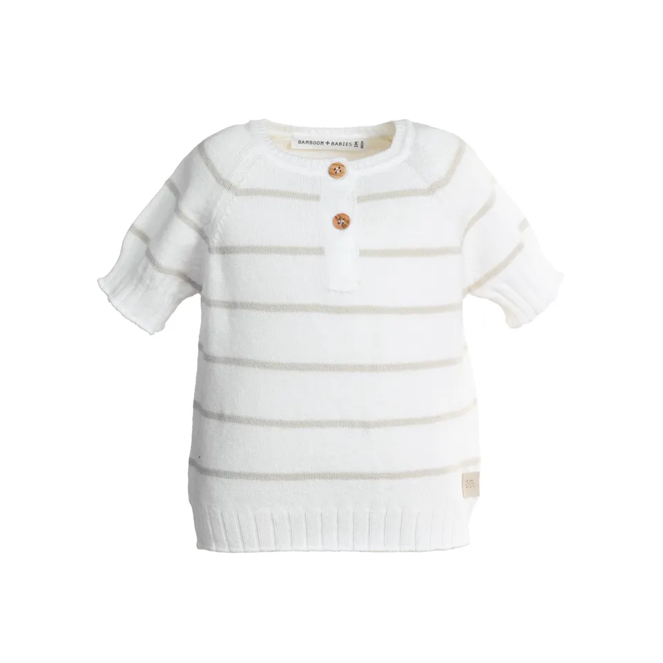 bamboom-maglia-a-righe-maniche-corte-warm-white-128 image 1