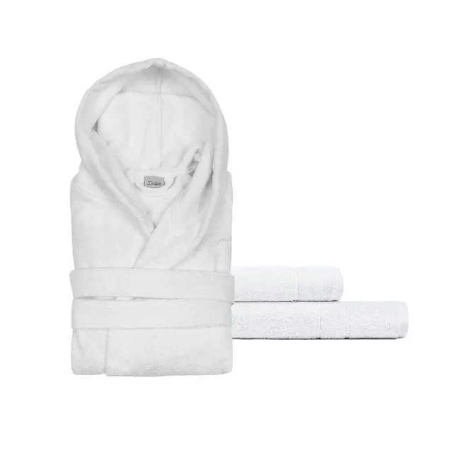 dalfilo-set-classico-accappatoio-con-cappuccio-viso-e-mani image 1