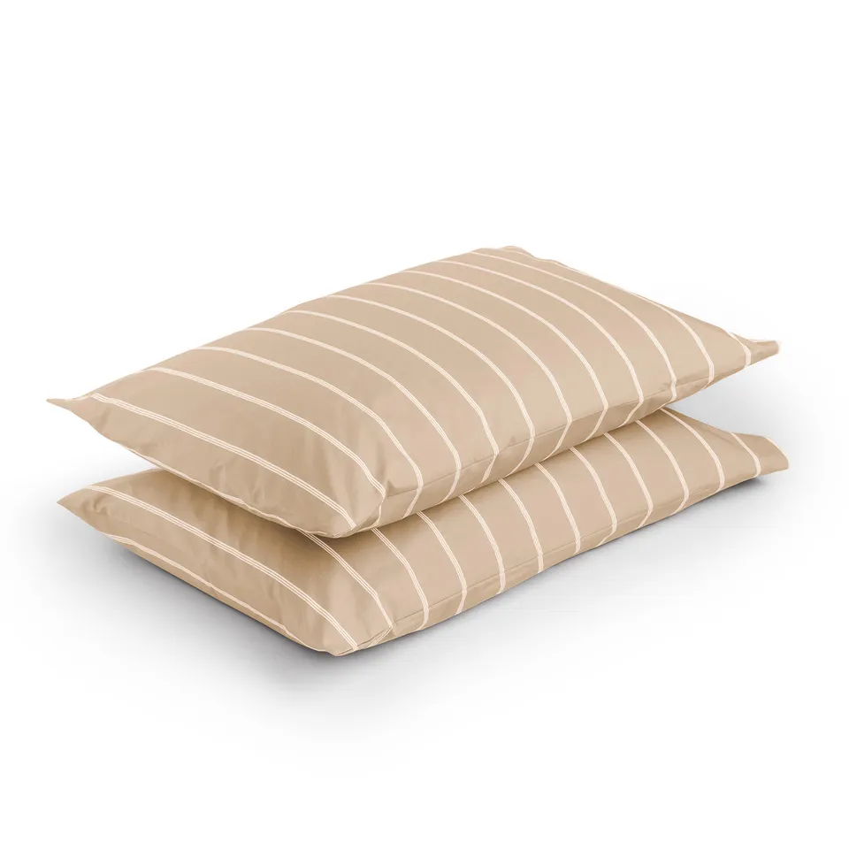 dalfilo-set-2-federe-in-percalle-righe-caffellatte-linea-classica-made-in-italy image 1