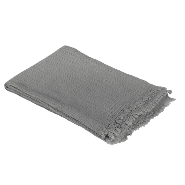 fazzini-criss-cross-plaid-130x180-cm-in-puro-cotone-stone-washed-con-frange-grig image 1