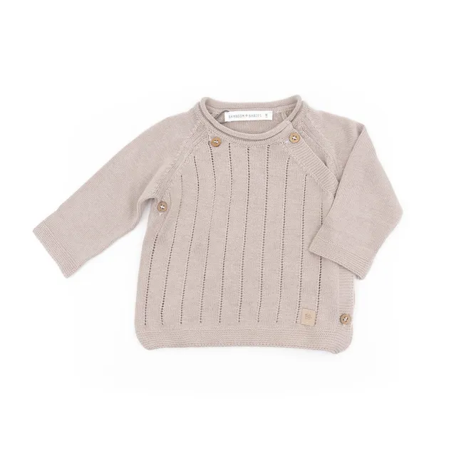 bamboom-maglia-incrociata-trattini-cammello-33-neonato image 1