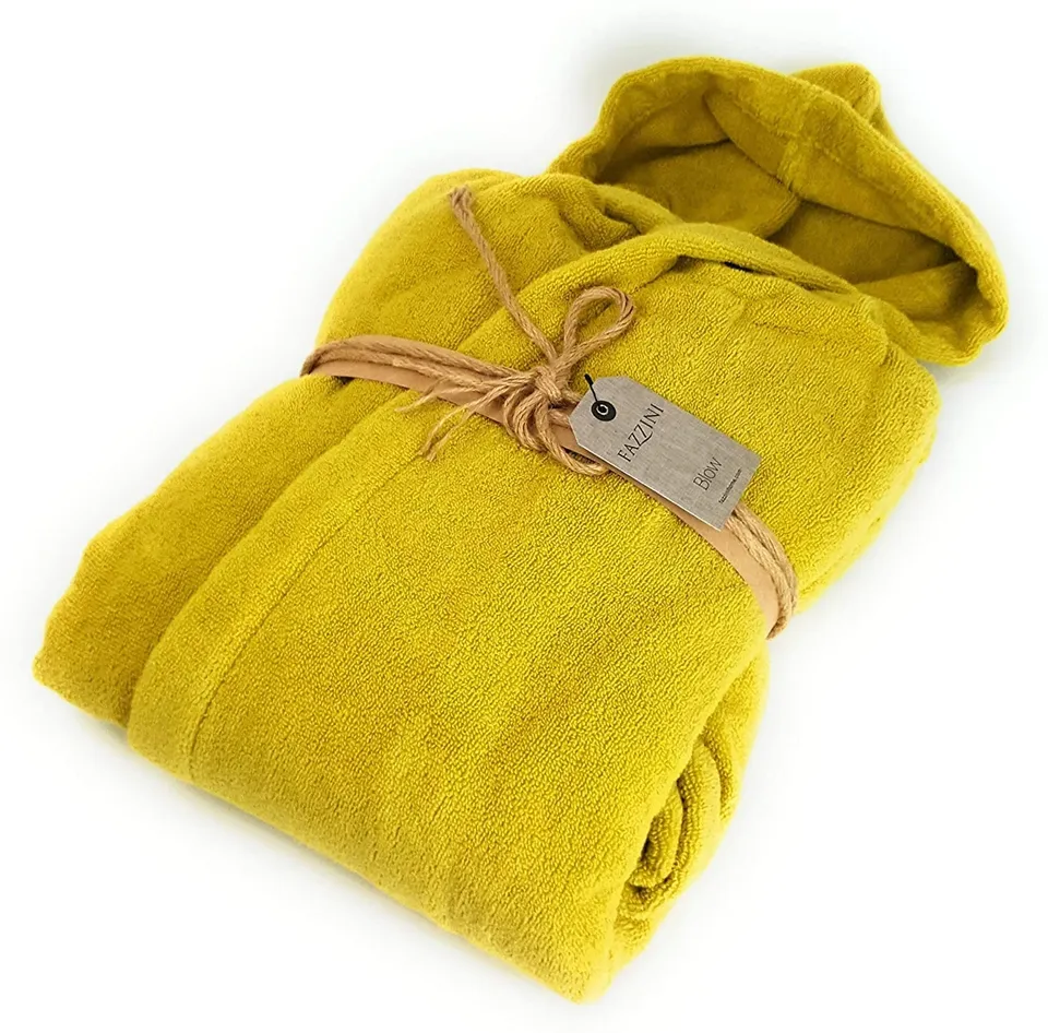fazzini-coccola-accappatoio-microcotone-con-cappuccio-senape-171-taglia-m image 1