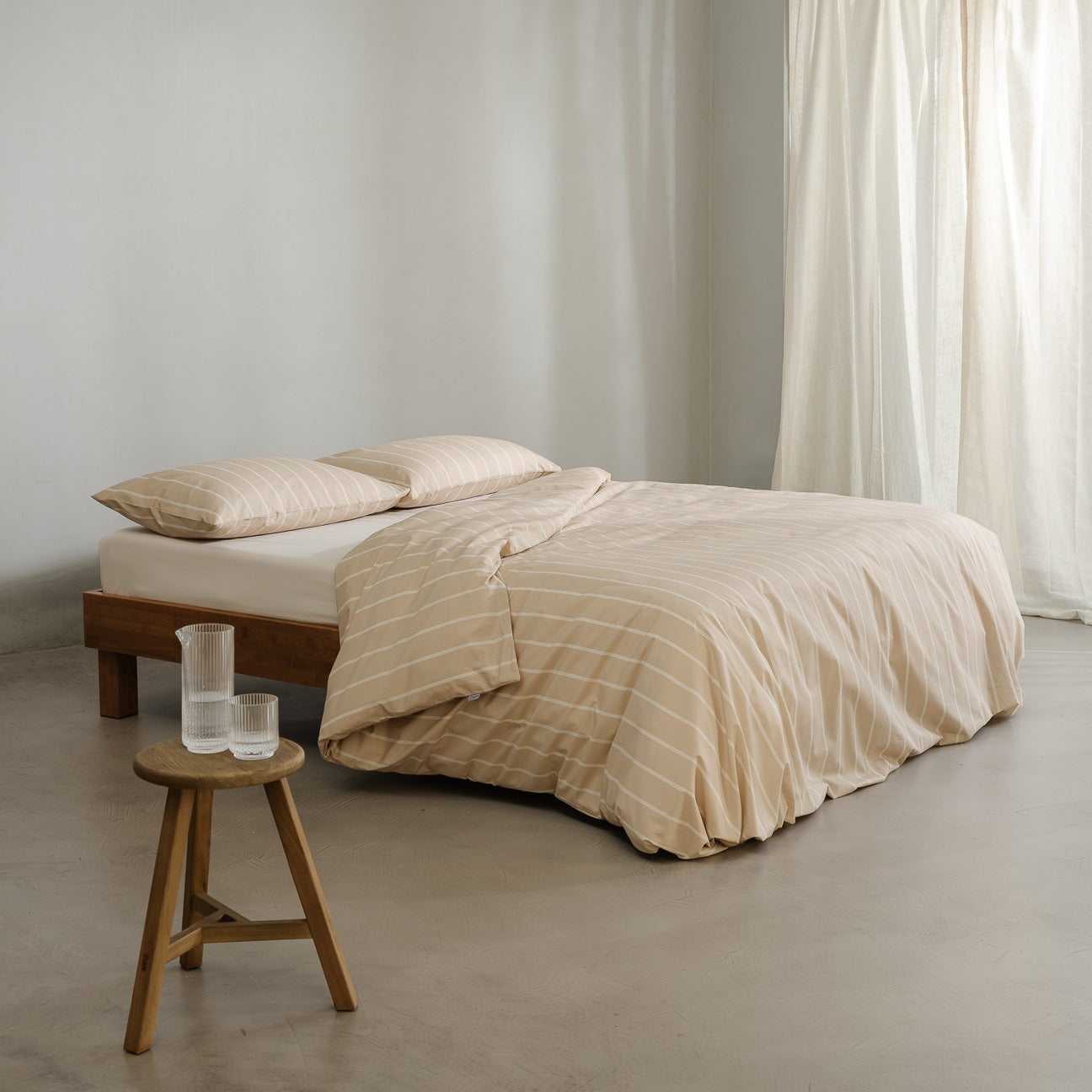 dalfilo-set-2-federe-in-percalle-righe-caffellatte-linea-classica-made-in-italy image 7