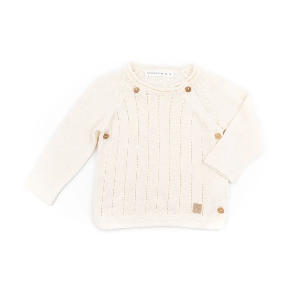 bamboom-maglia-incrociata-trattini-knitted-bianco-01 image 1