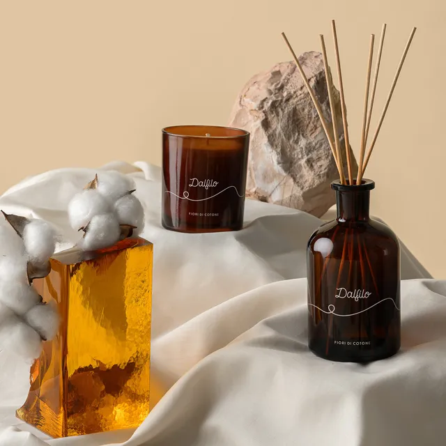 dalfilo-set-atmosfera-fiori-di-cotone-diffusore-candela image 1