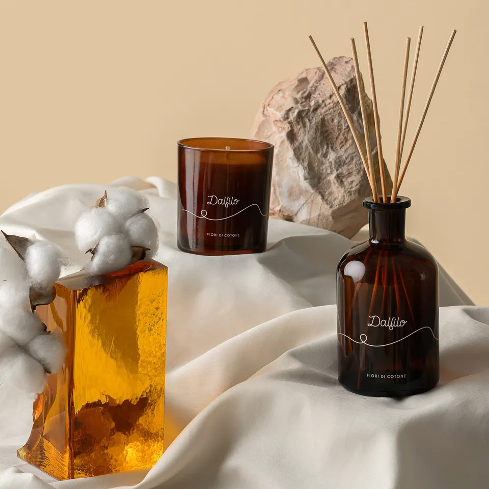 dalfilo-set-atmosfera-fiori-di-cotone-diffusore-candela image 1