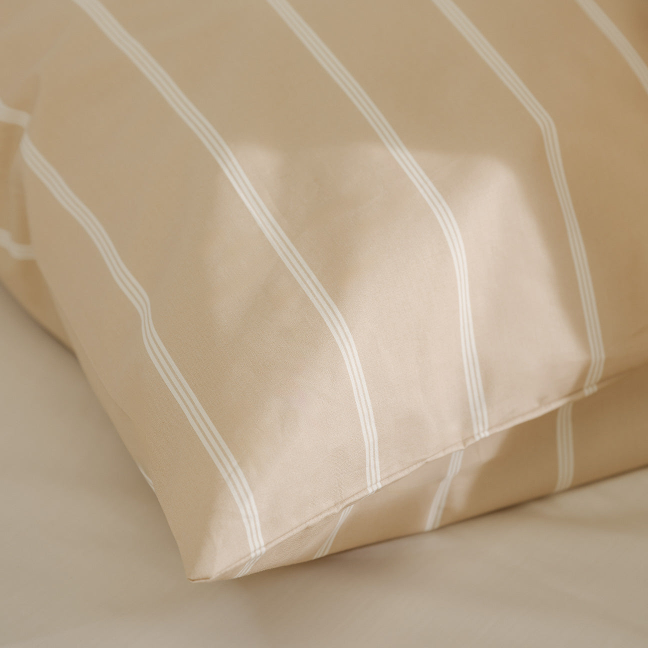 dalfilo-set-2-federe-in-percalle-righe-caffellatte-linea-classica-made-in-italy image 4