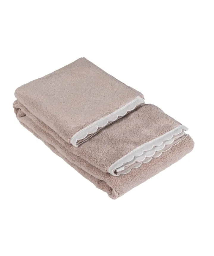 fazzini-atelier-castello-coppia-ospite-e-asciugamano-rosa-bianco image 1