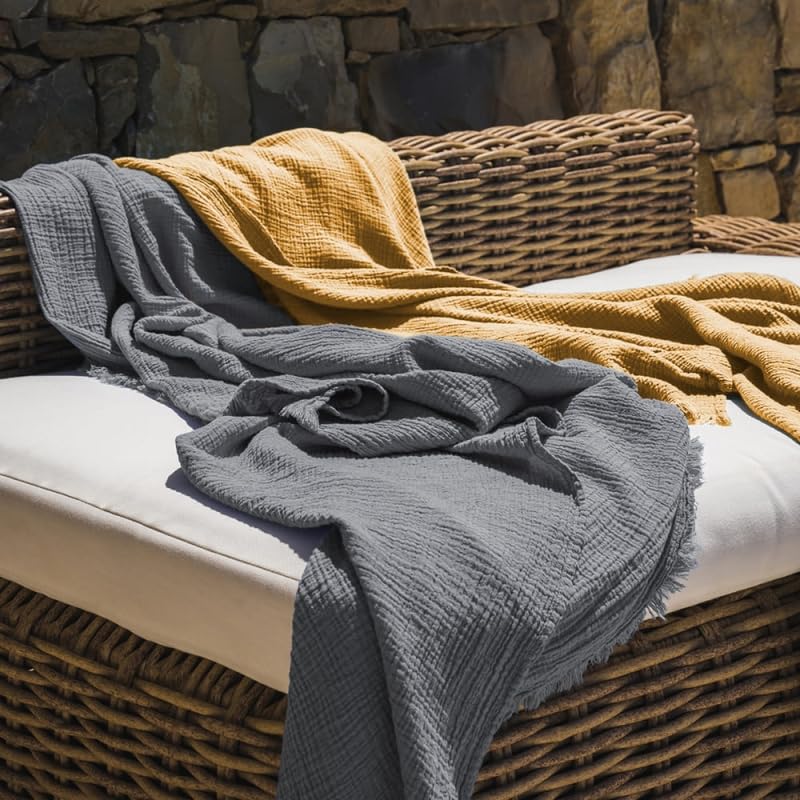fazzini-criss-cross-plaid-130x180-cm-in-puro-cotone-stone-washed-con-frange-grig image 2