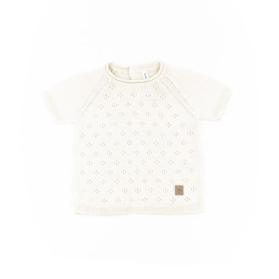 bamboom-maglia-traforata-knitted-maniche-corte-bianco-01 image 1