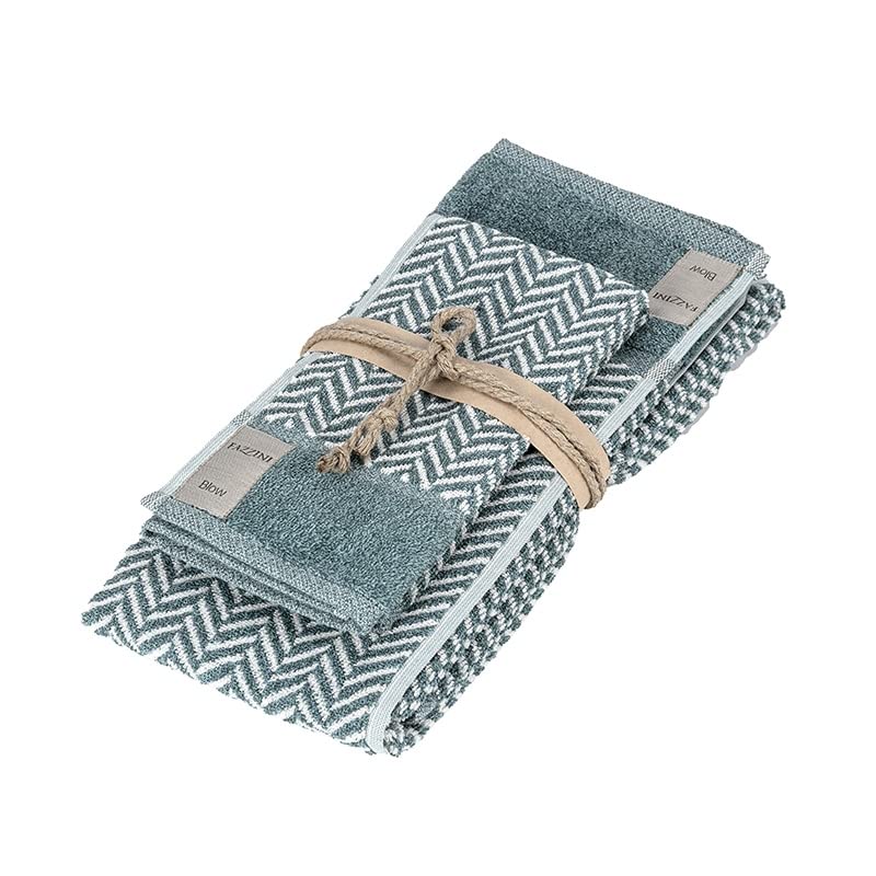 fazzini-chevron-coppia-ospite-asciugamano-petrolio-38x50-50x110 image 1