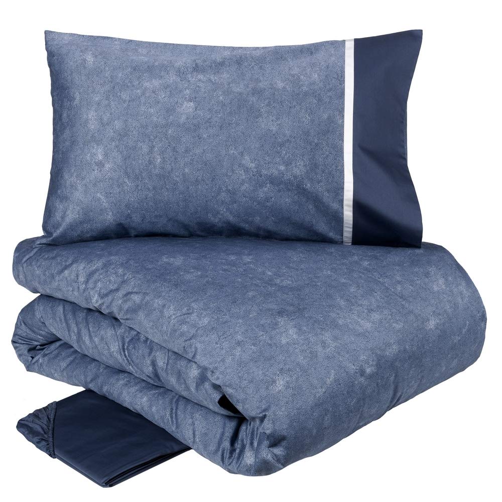 fazzini-galuchat-copripiumino-matrimoniale-percalle-cotone-blu-reversibile image 2