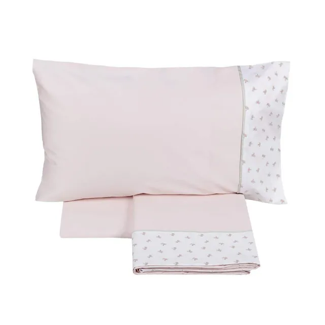 fazzini-spring-completo-lenzuola-singolo-rosa-con-balza-ricamata image 1