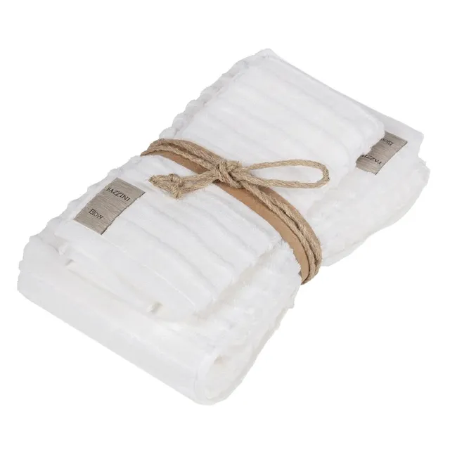 fazzini-rilievi-coppia-spugna-1-1-ospite-40x60-asciugamano-60x110-bianco image 1