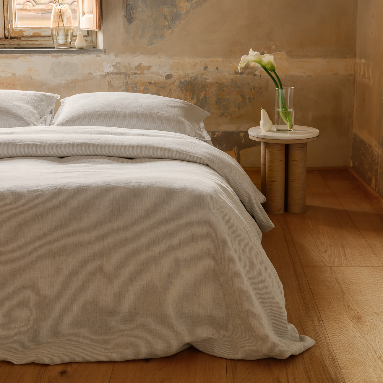 dalfilo-copripiumino-in-puro-lino-super-soft-righe-grigio-bianco image 2